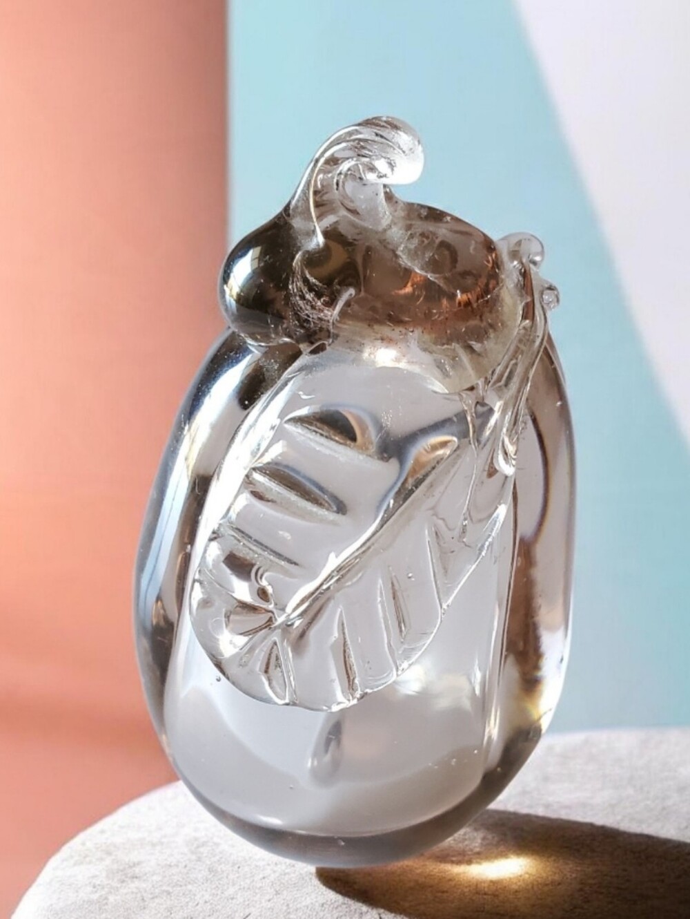 Antique Paper Weight Plum Hand Blown Manganese Glass